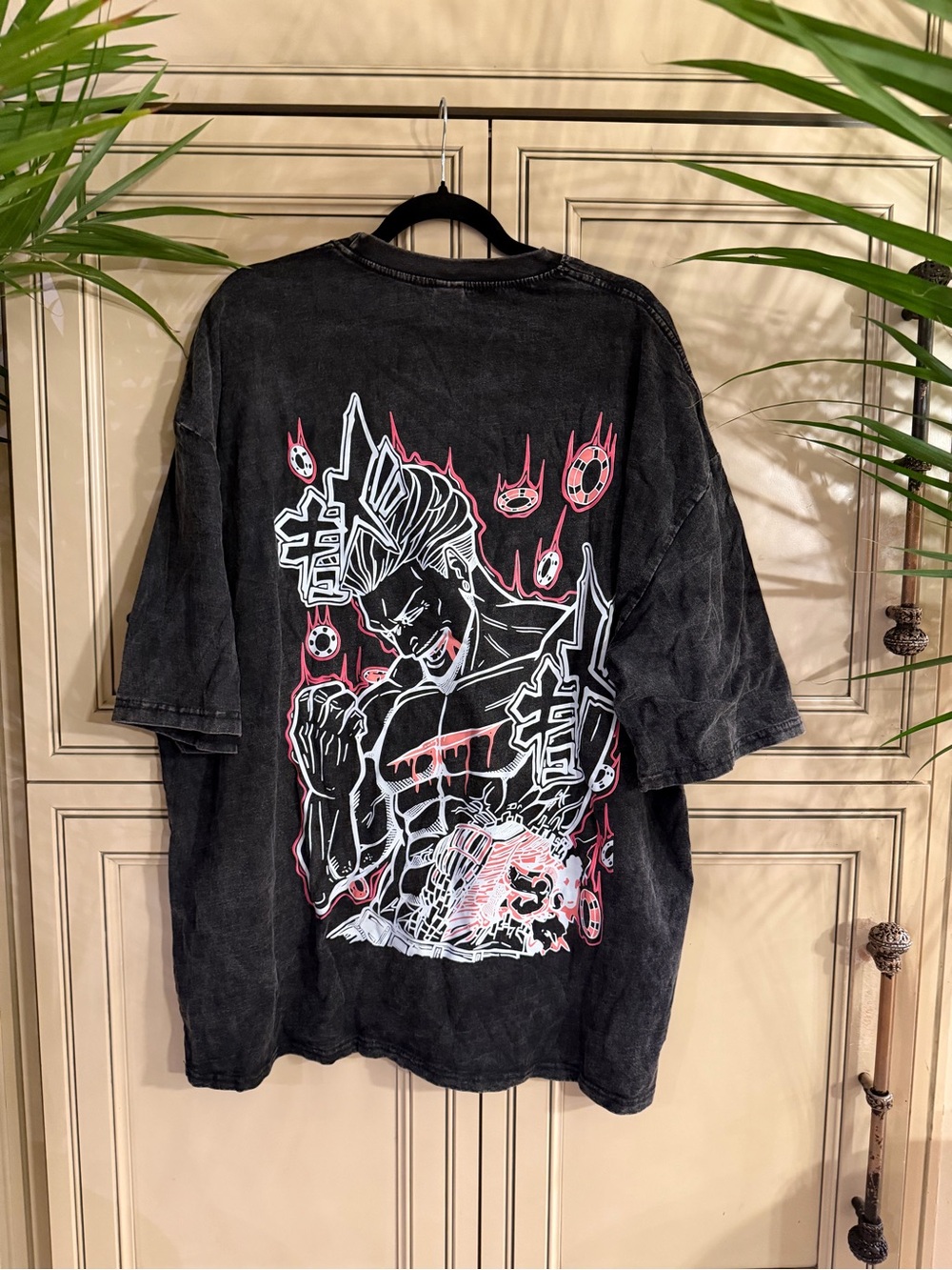 Black Acid Wash KINJI HAKARI Graphic Anime Manga JUJUTSU KAISEN T-Shirt TEE 7’s